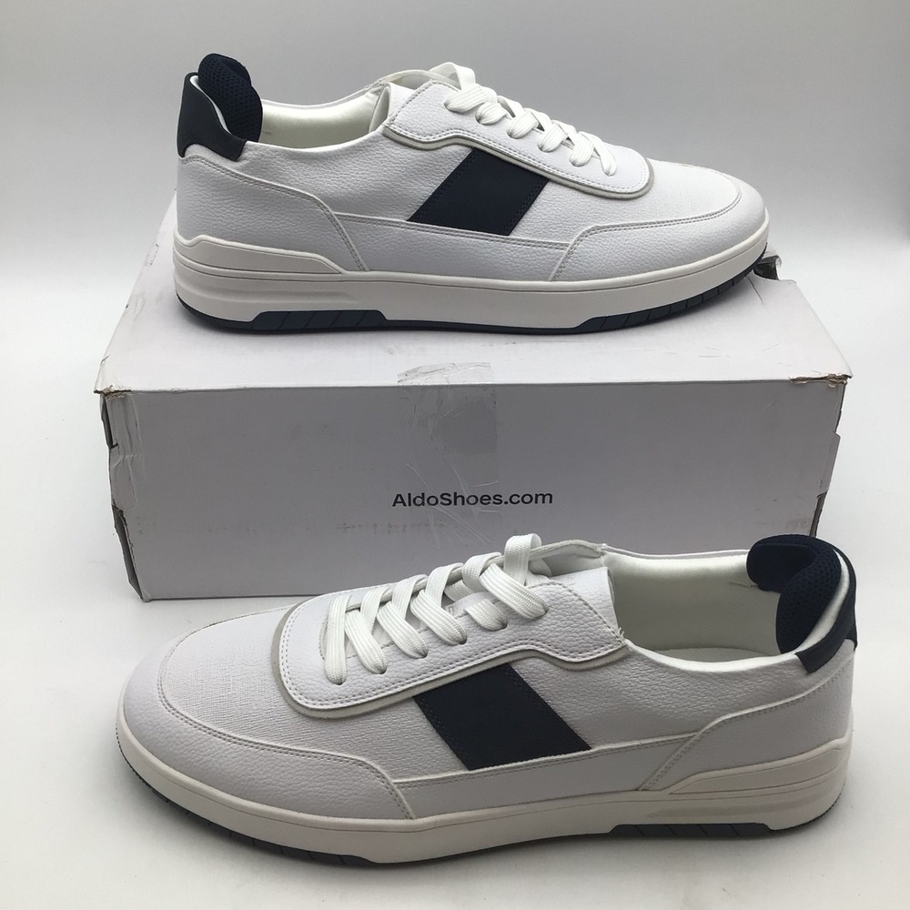 Aldo Creed 100 Mens White Navy Low Top Sneakers Pillow Walk Shoes Size 14 NEW